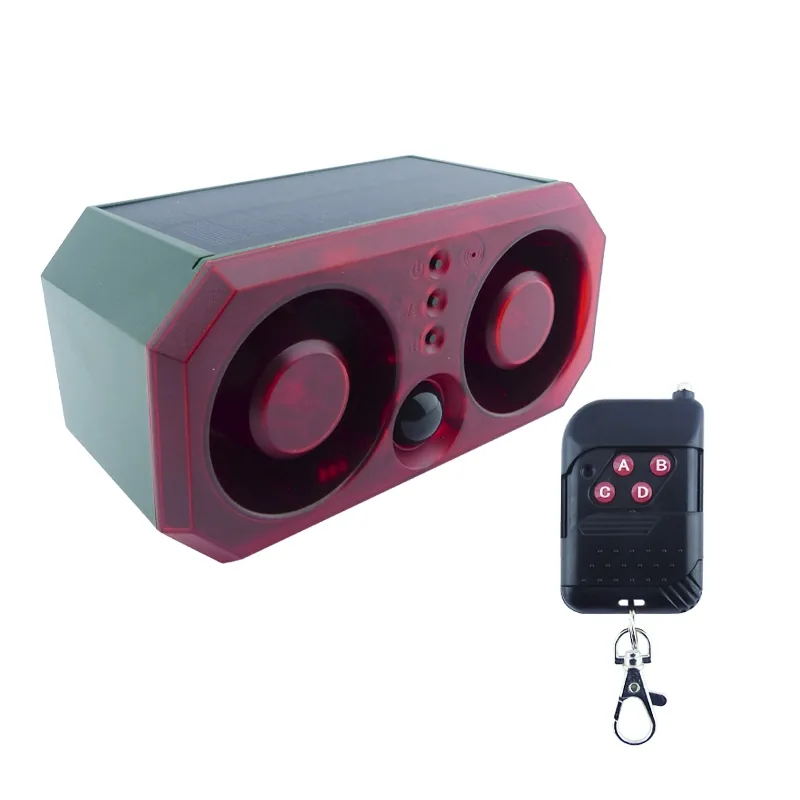 Alarma Sirena Con Baliza Solar, Sonido Para Ahuyentar Animales, Grabador Y Control Remoto. - imagen 5