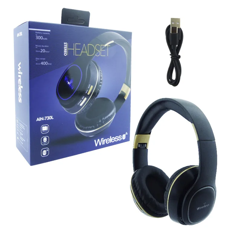 Audifono Cintillo Bluetooth Modelo AIN-730L Con Luz Y Conexiones TF-AUX, Radio FM. Recargable. - imagen 1